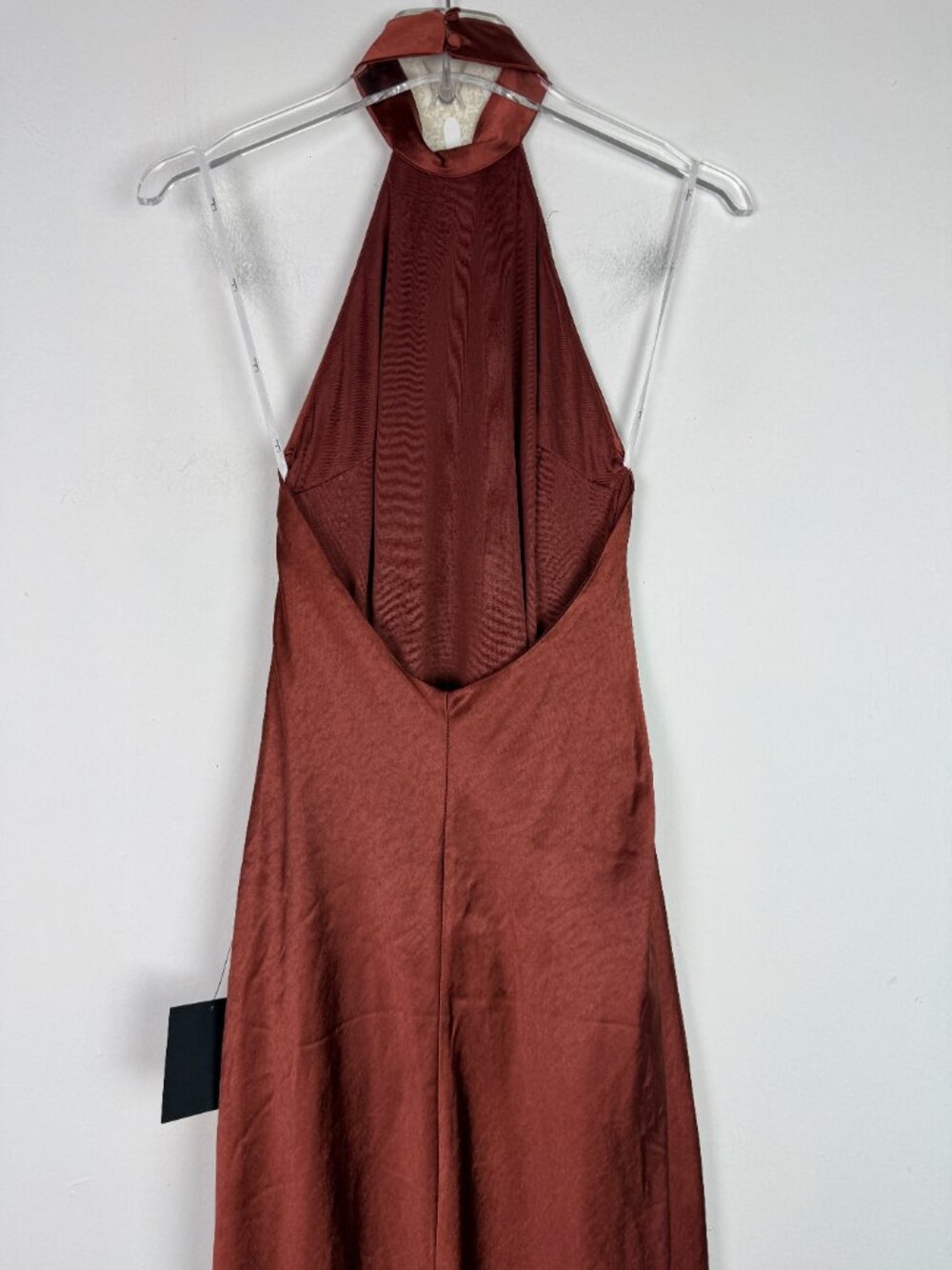 NWT Lulus Love in Your Life Rust Brown Satin Halter Maxi Dress Size XS NEW - Picture 8 of 14